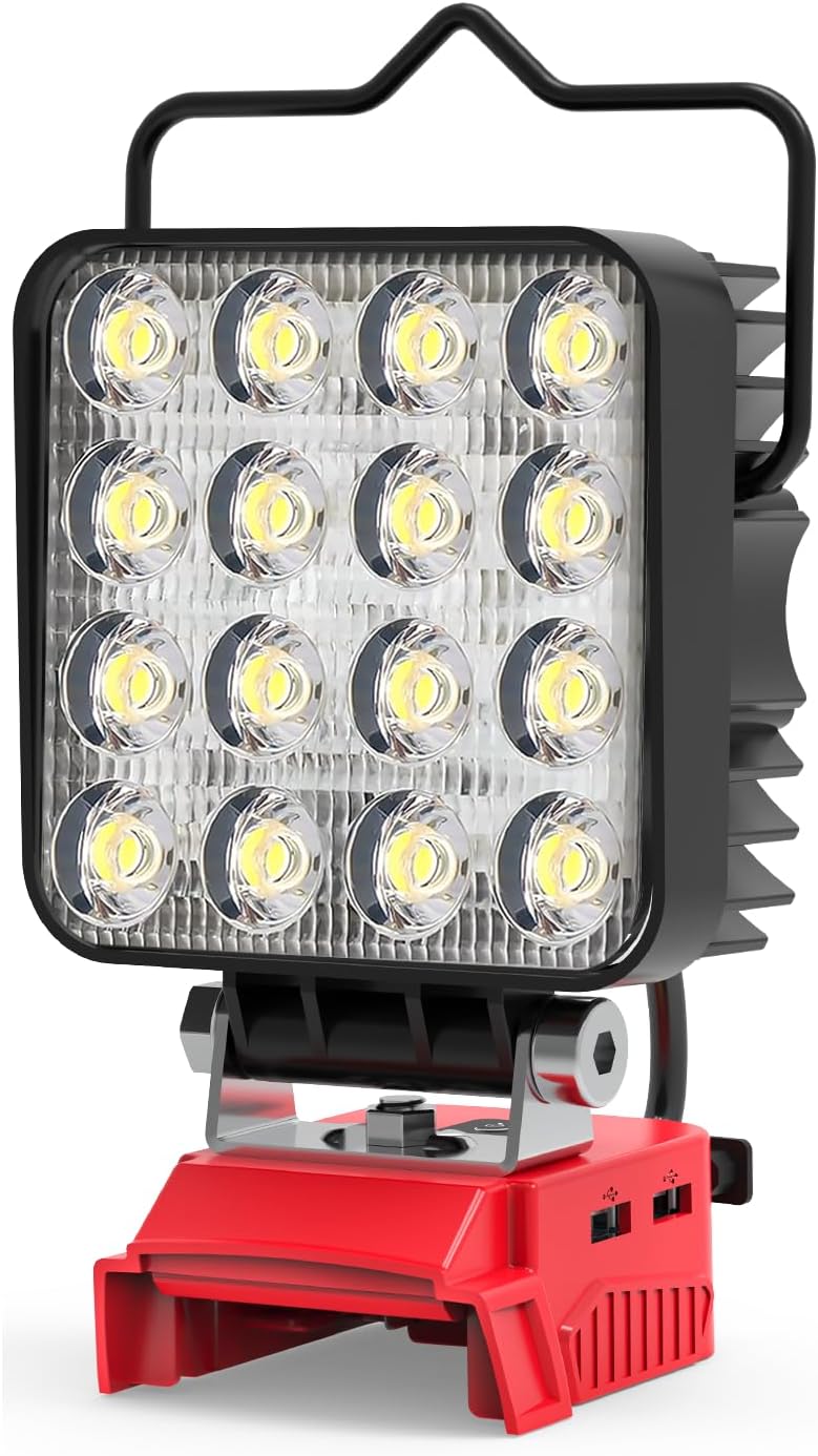 Azocek New Upgrade LED Work Light Compatible with Mil-wau-kee 18V Battery, 48W 4800LM Flashlight, 18V Battery Cordless Work Light with Low Voltage Protection & Dual USB & Type-C Charging Port (48W) - Image 1